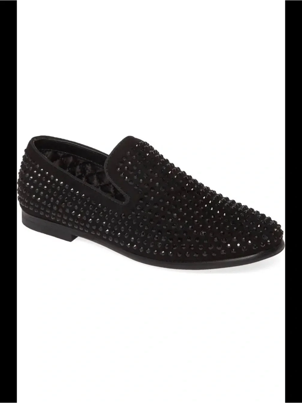 Steve Madden Black Studded Velvet Slip-On Loafer